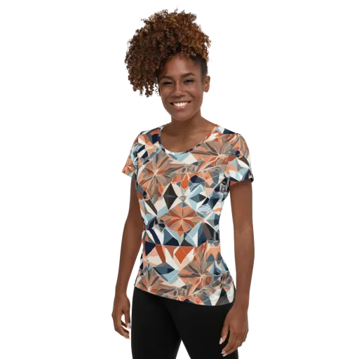 Mosaic Bloom on a Women's Athletic T-Shirt