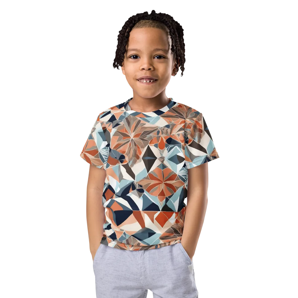 Mosaic Bloom on Kids Crew Neck T-Shirt — Front