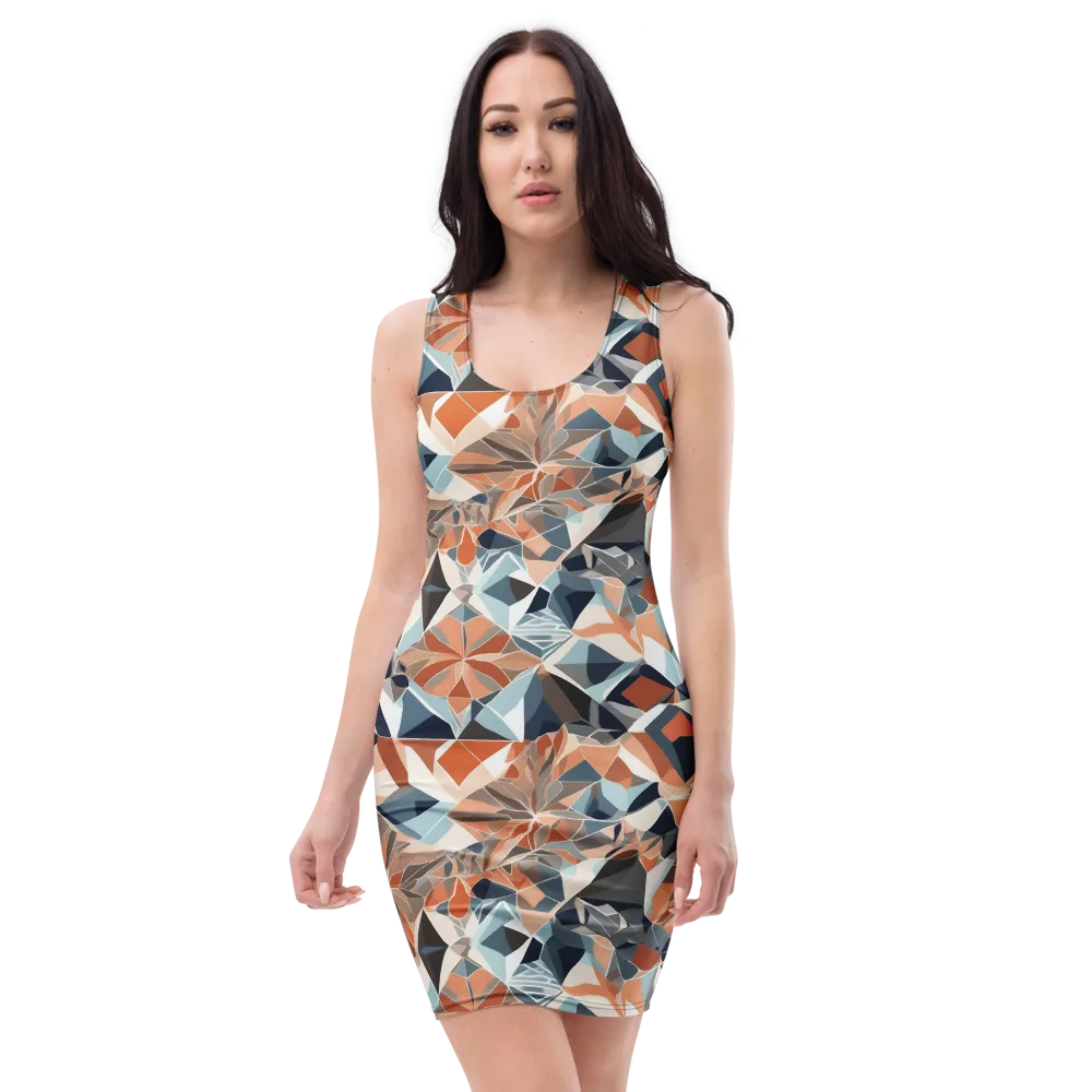 Mosaic Bloom on Bodycon Dress — Front