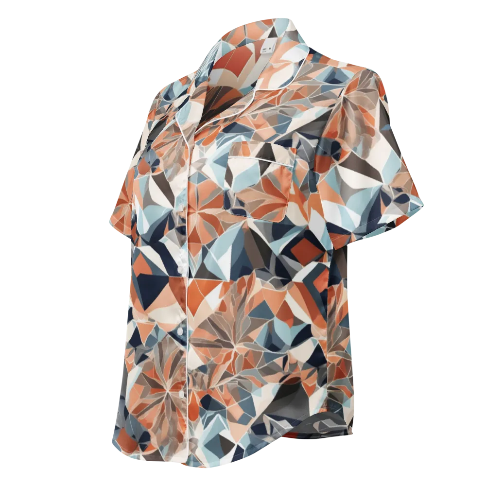 Mosaic Bloom on Women's Short Sleeve Pajama Top — Left Front