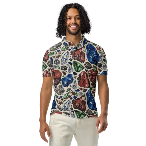 Mineral Menagerie on a Men's Slim Fit Polo Shirt