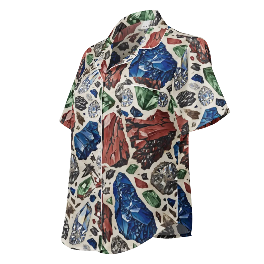 Mineral Menagerie on Women's Short Sleeve Pajama Top — Left Front