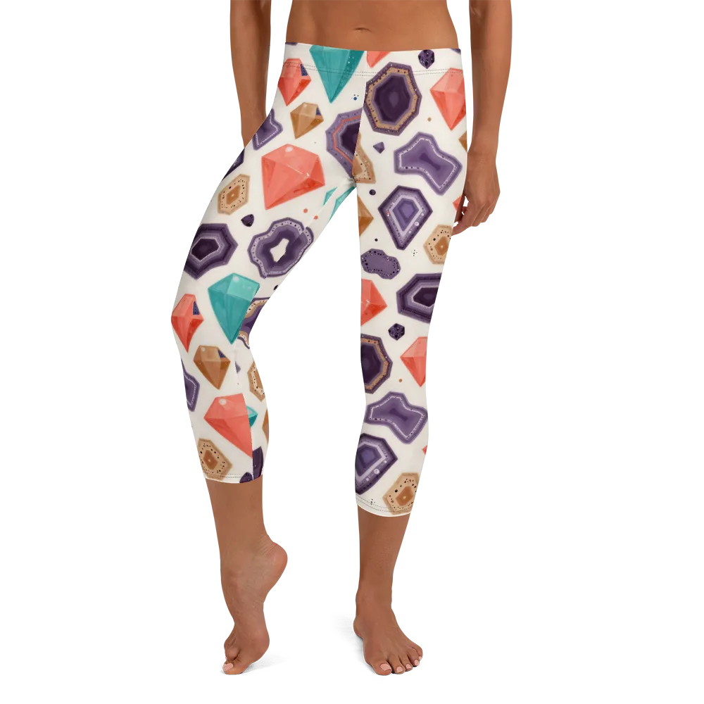 Gemstone Bloom on Capri Leggings — Front