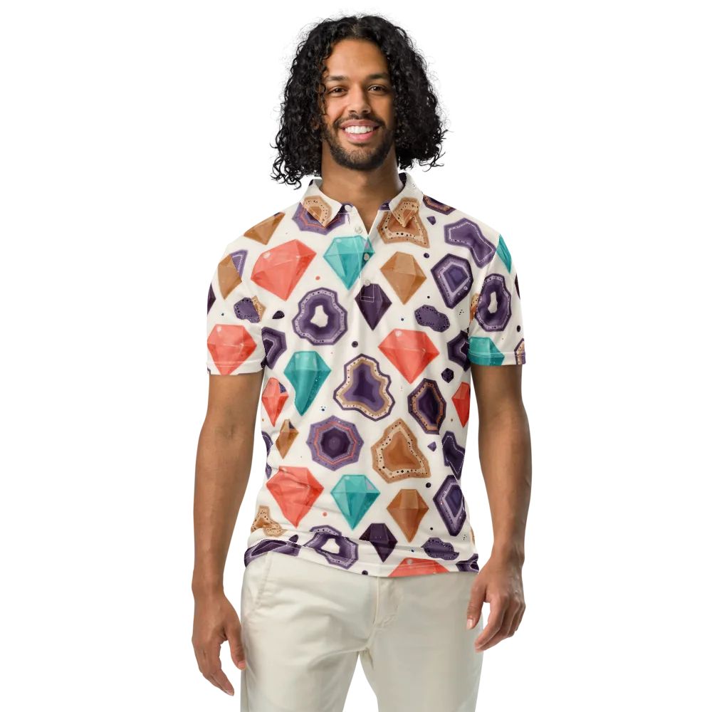 Gemstone Bloom on Men's Slim Fit Polo Shirt — Front
