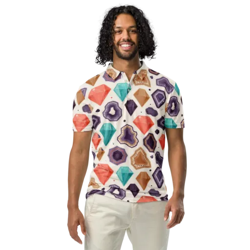 Gemstone Bloom on a Men's Slim Fit Polo Shirt