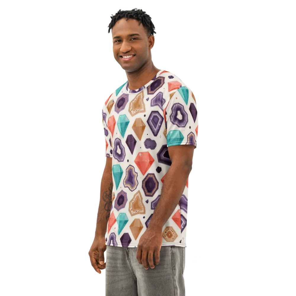 Gemstone Bloom on Men's Cotton Crew Neck T-Shirt — Left Front