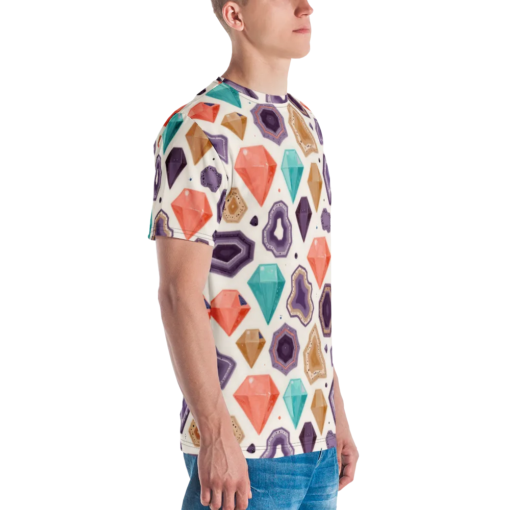 Gemstone Bloom on Men's Crew Neck T-Shirt — Right