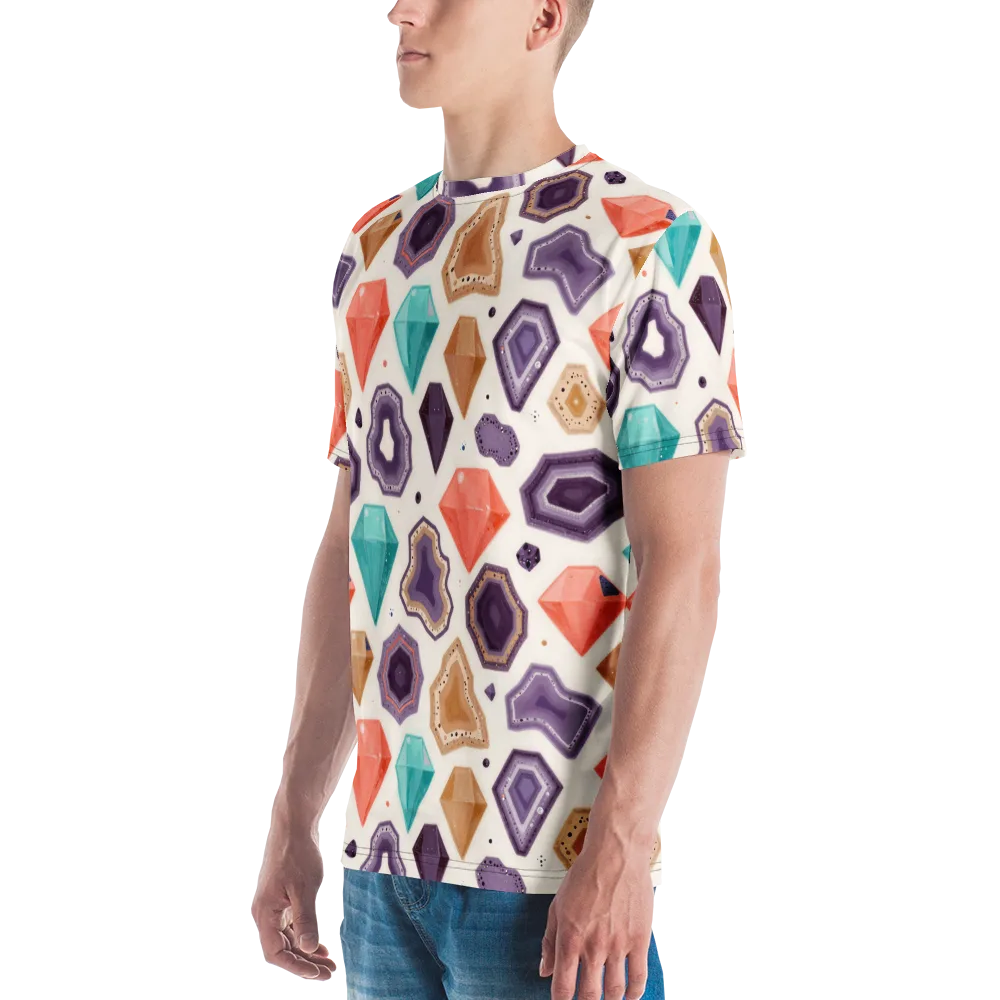 Gemstone Bloom on Men's Crew Neck T-Shirt — Left
