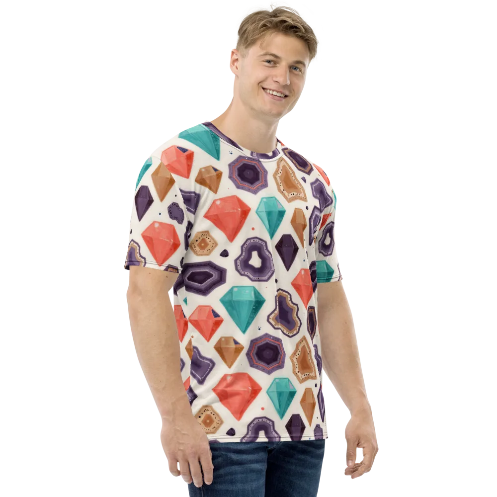 Gemstone Bloom on Men's Crew Neck T-Shirt — Right