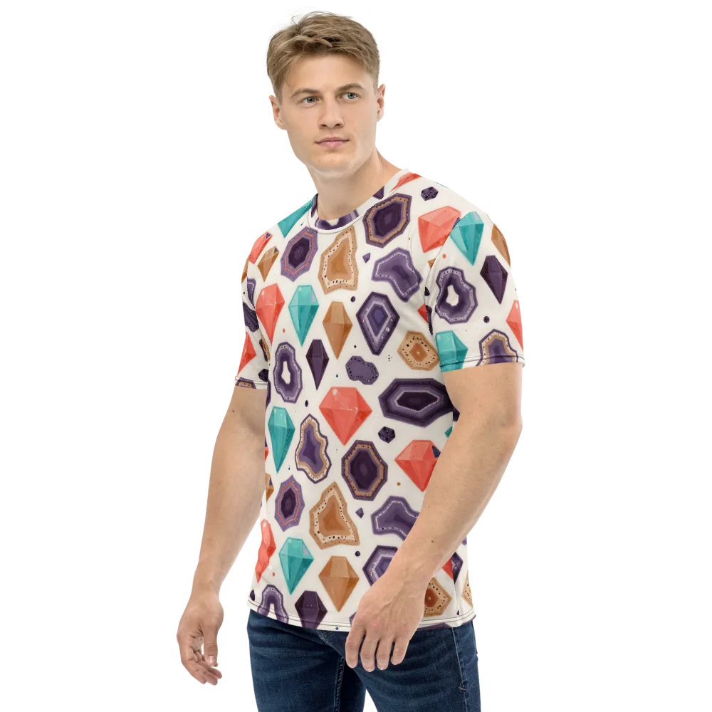 Gemstone Bloom on Men's Crew Neck T-Shirt — Left