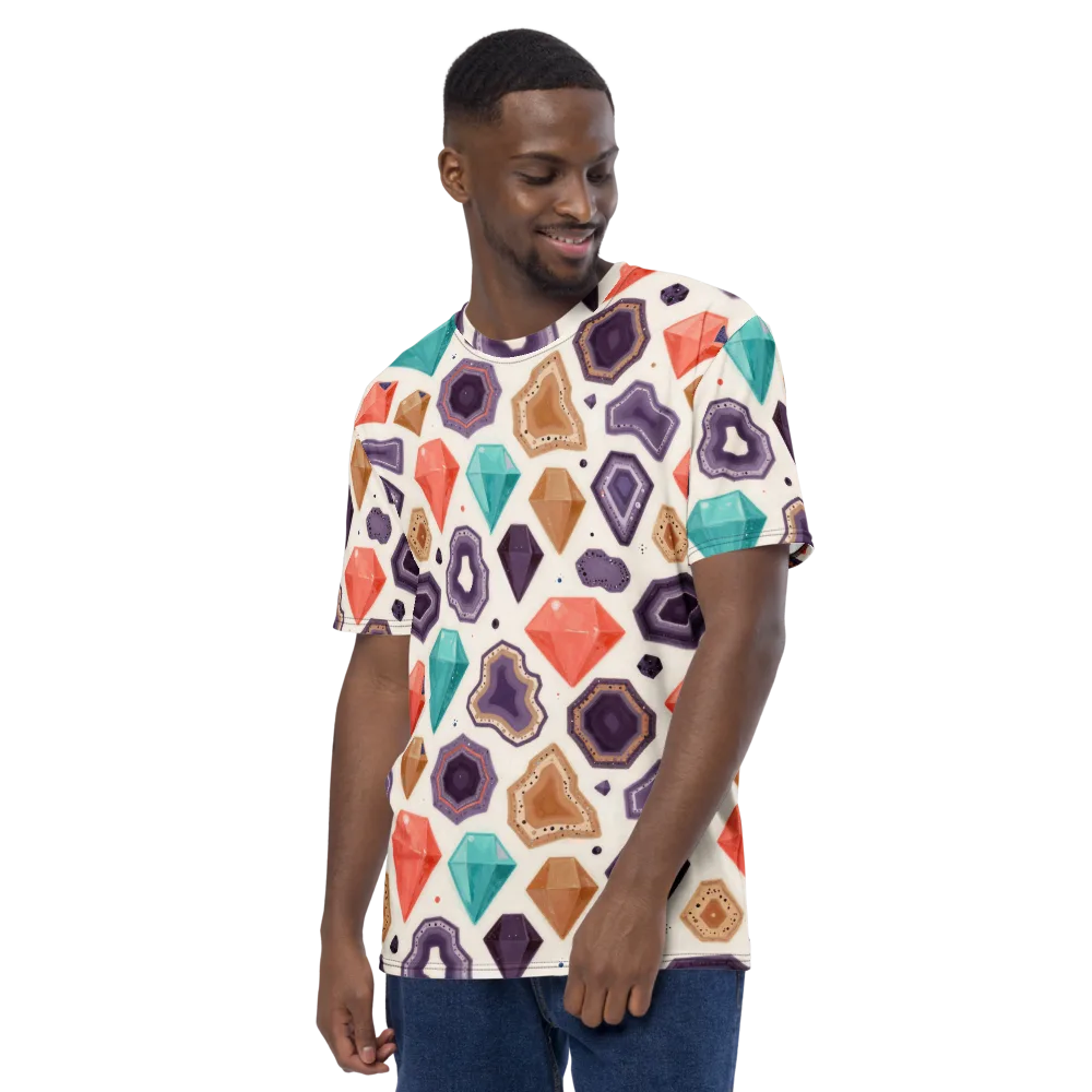 Gemstone Bloom on Men's Crew Neck T-Shirt — Left