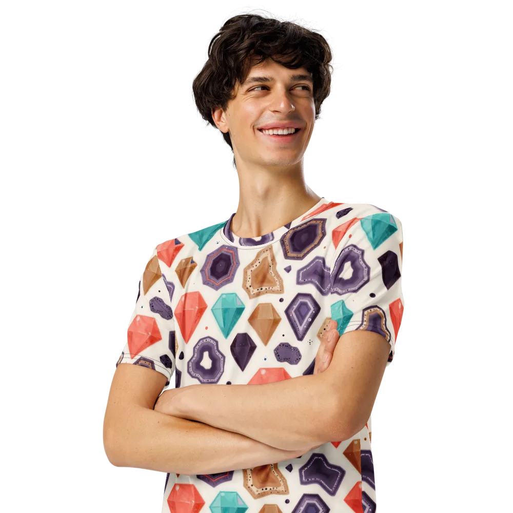 Gemstone Bloom on Men's Crew Neck T-Shirt — Left Front
