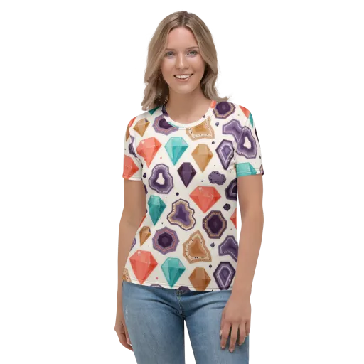 Gemstone Bloom on a Women's Crew Neck T-Shirt