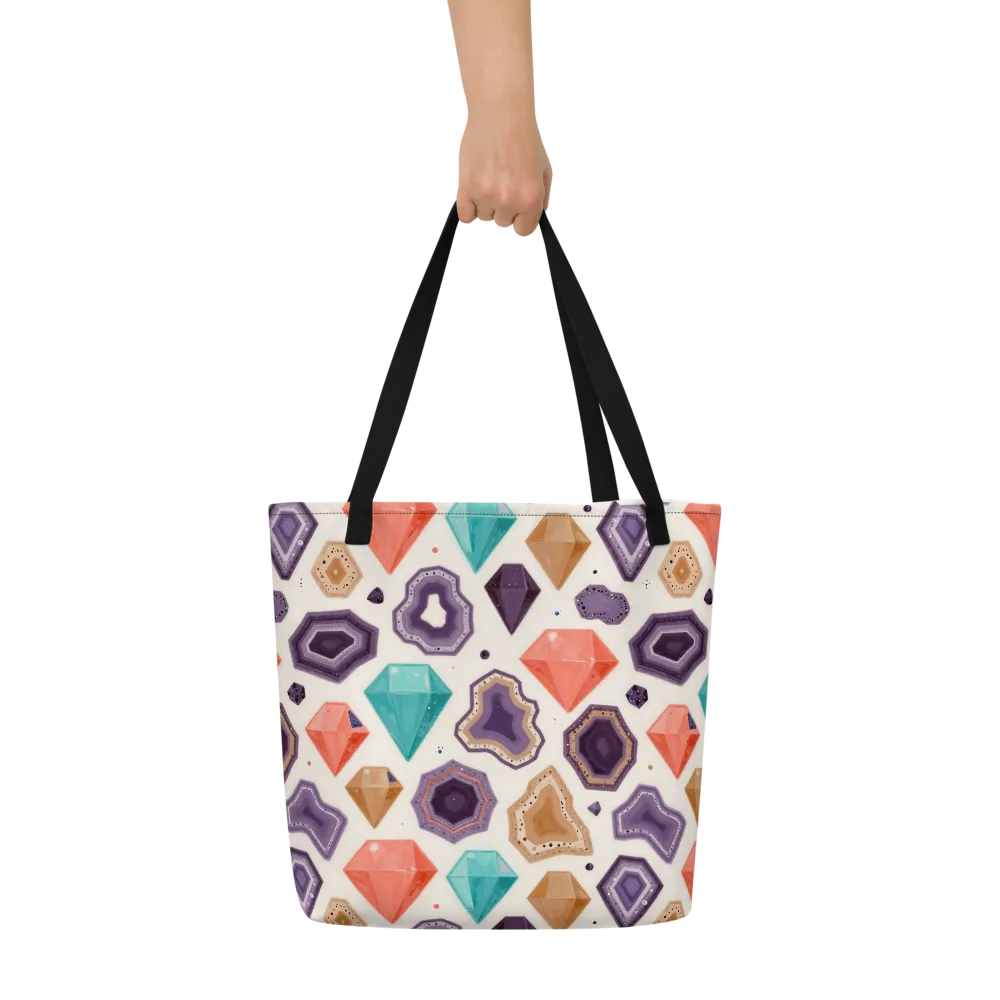 Gemstone Bloom on Large Tote Bag W/ Pocket — Front