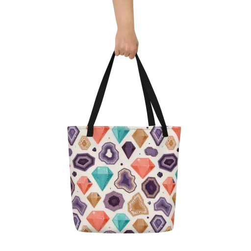 Gemstone Bloom on a Large Tote Bag W/ Pocket