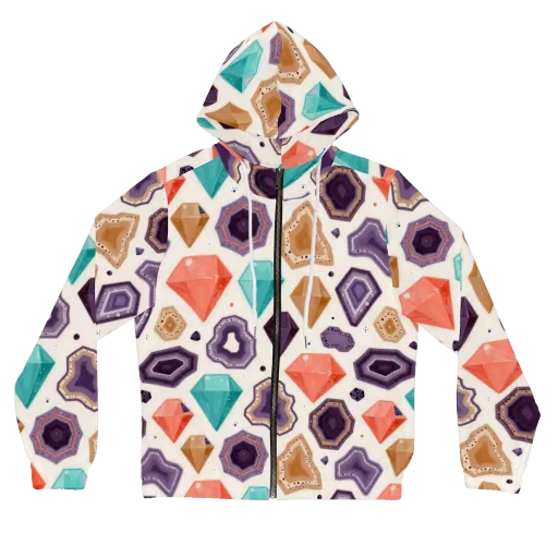 Gemstone Bloom on a Women's Full-Zip Hoodie