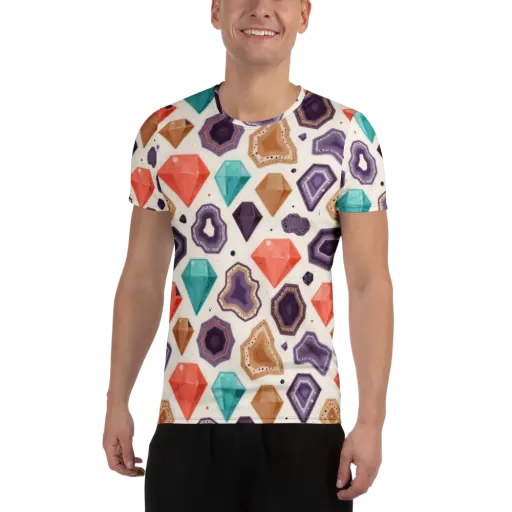Gemstone Bloom on a Men's Athletic T-Shirt