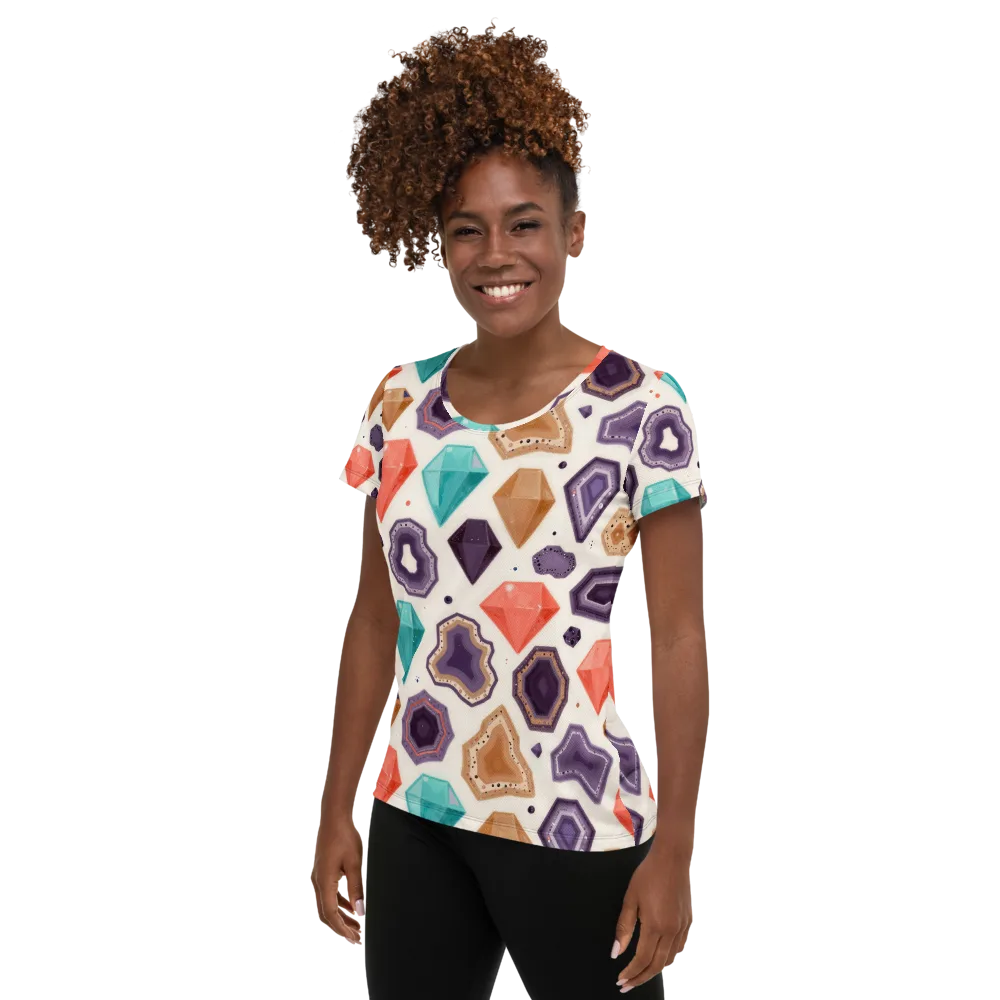 Gemstone Bloom on Women's Athletic T-Shirt — Left
