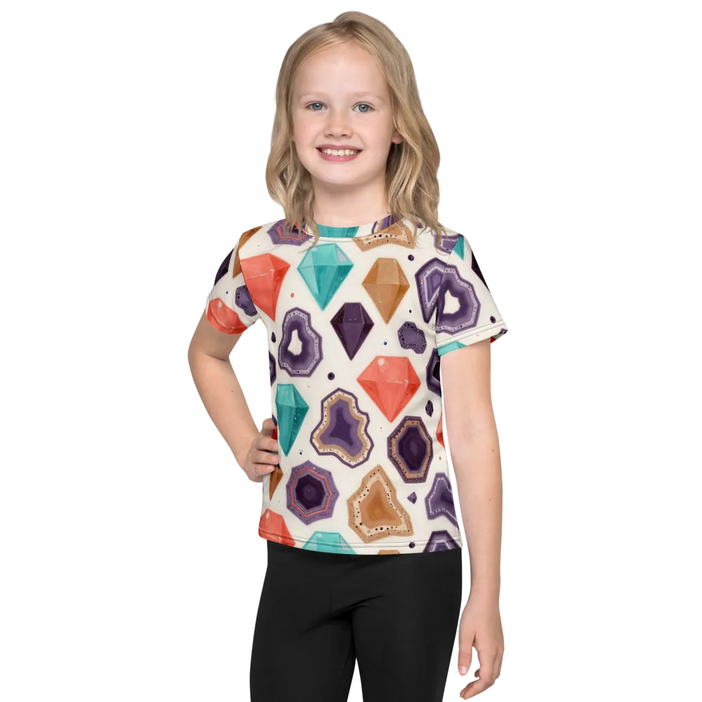 Gemstone Bloom on Kids Crew Neck T-Shirt — Front