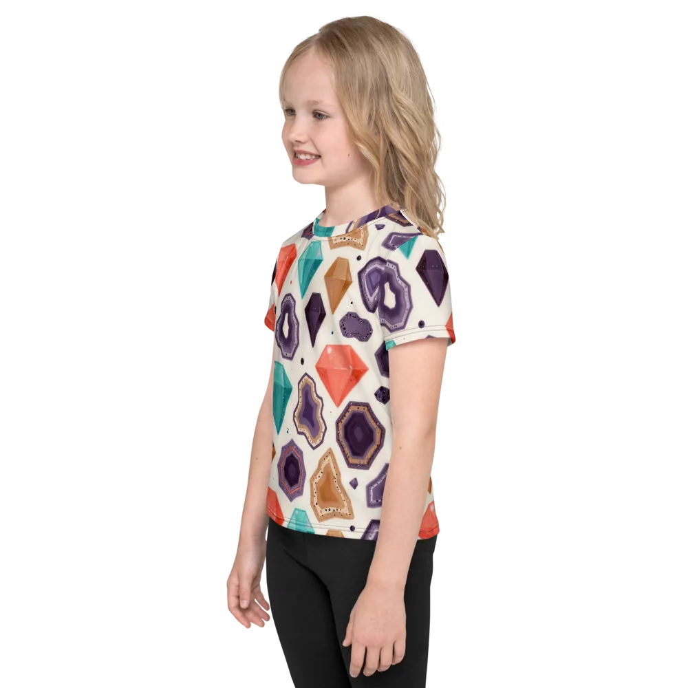 Gemstone Bloom on Kids Crew Neck T-Shirt — Left