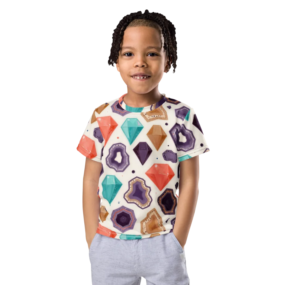 Gemstone Bloom on Kids Crew Neck T-Shirt — Front