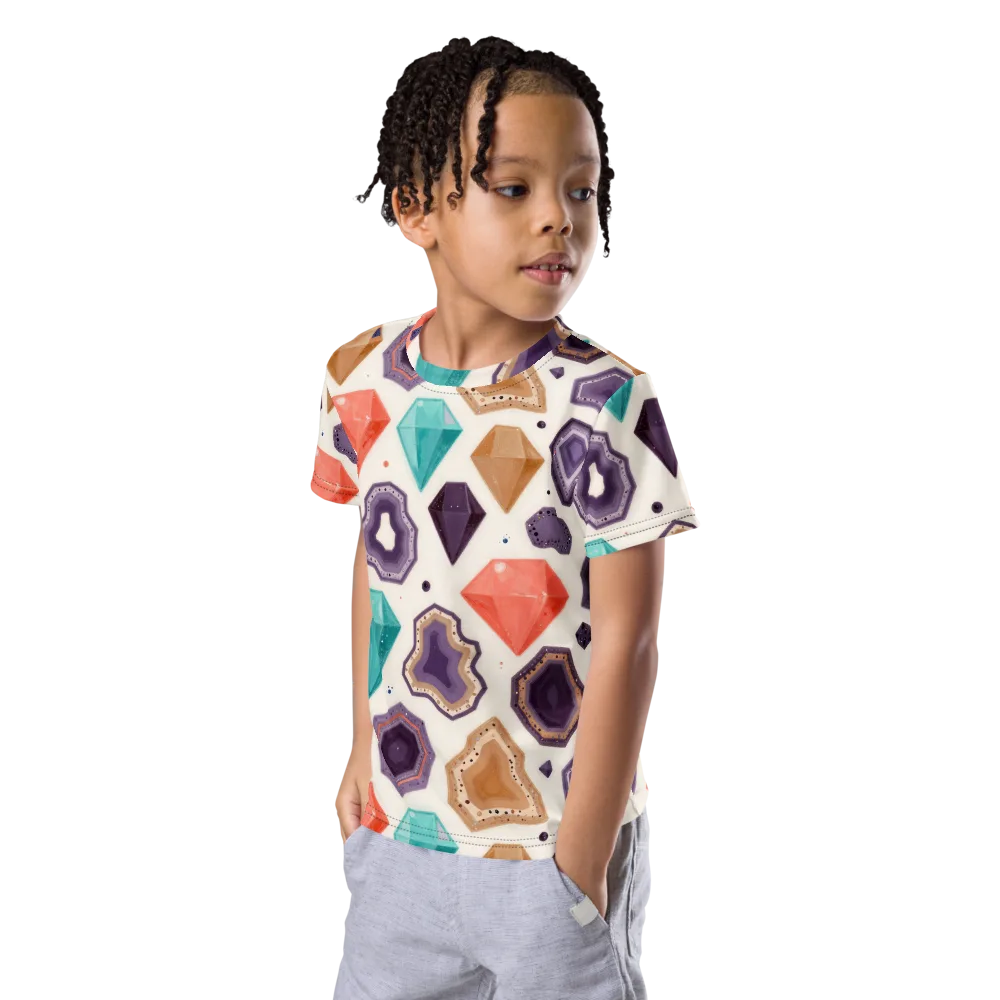 Gemstone Bloom on Kids Crew Neck T-Shirt — Left Front