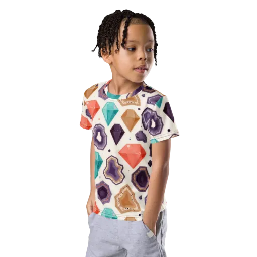 Gemstone Bloom on a Kids Crew Neck T-Shirt