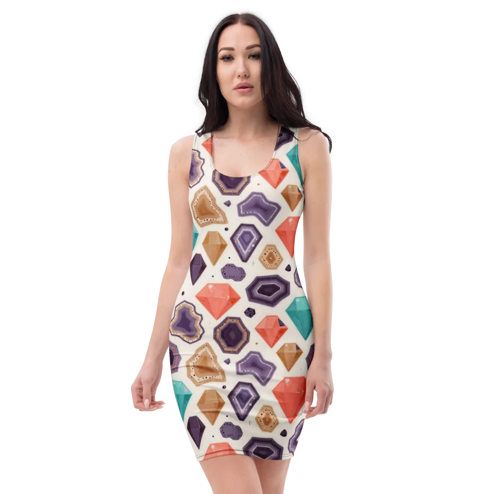Gemstone Bloom on Bodycon Dress — Front