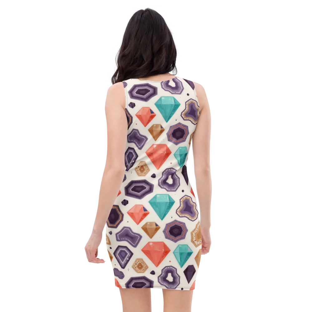 Gemstone Bloom on Bodycon Dress — Back