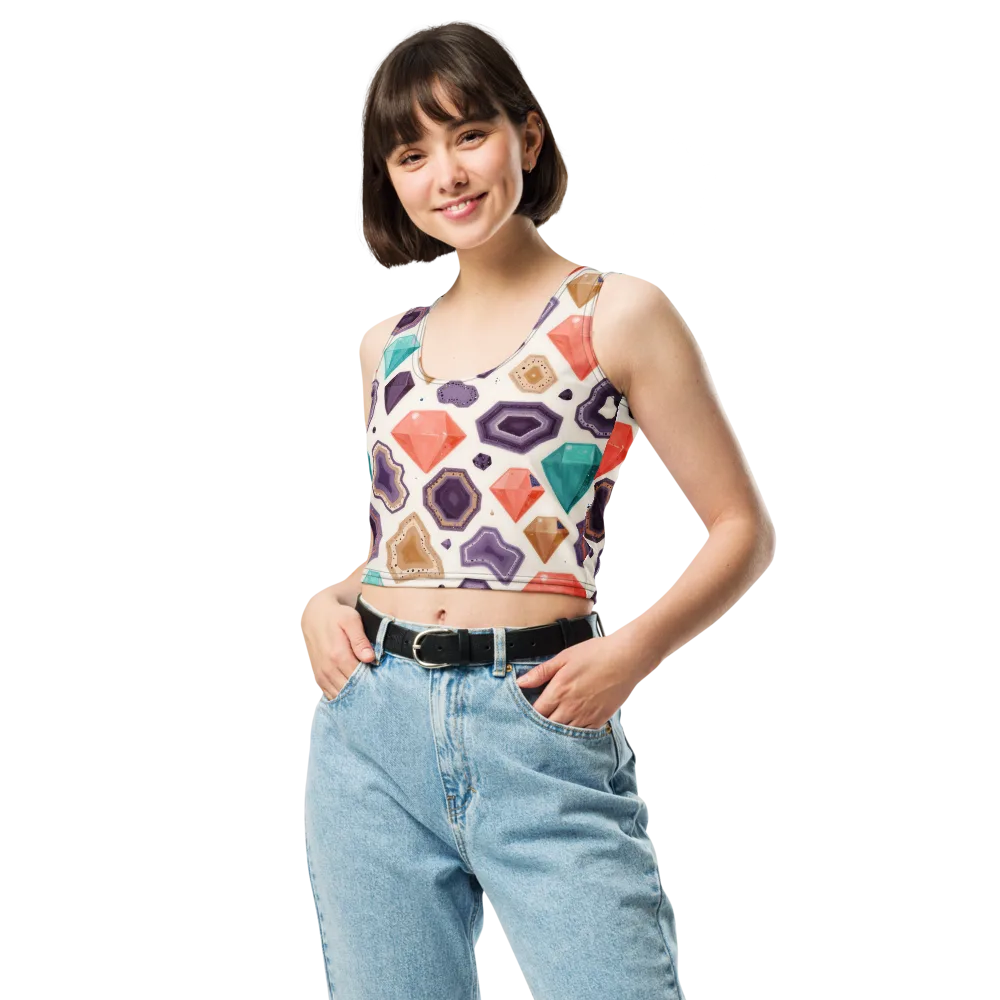 Gemstone Bloom on Crop Top — Front