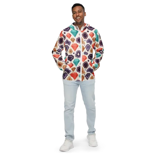 Gemstone Bloom on a Men's Windbreaker