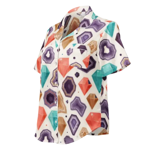 Gemstone Bloom on a Women's Short Sleeve Pajama Top