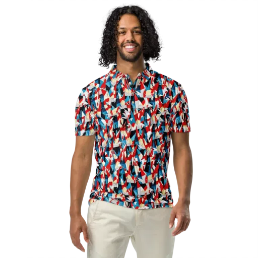 Origami Riot on a Men's Slim Fit Polo Shirt