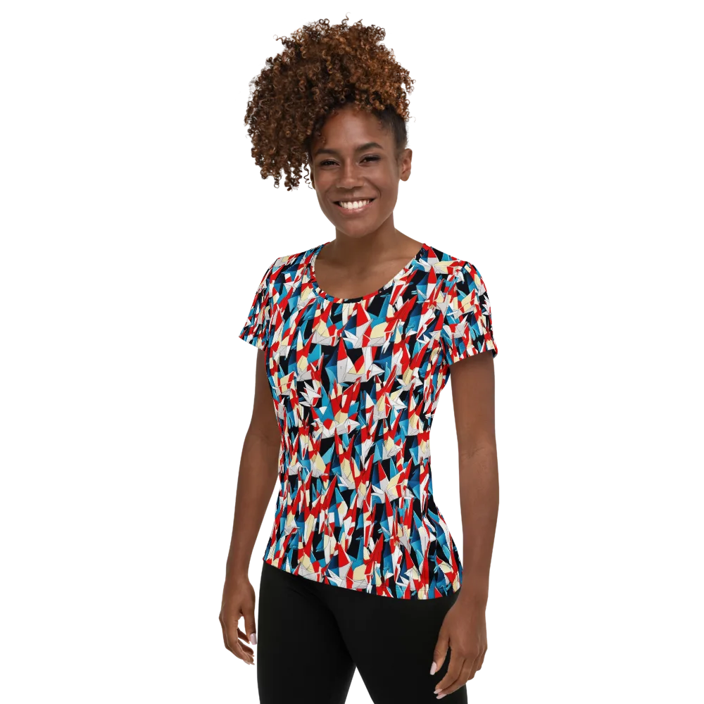 Origami Riot on Women's Athletic T-Shirt — Left