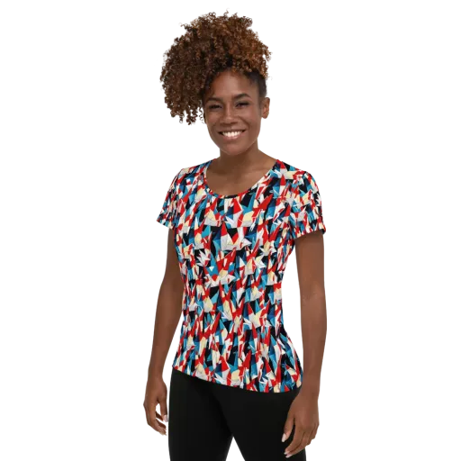 Origami Riot on a Women's Athletic T-Shirt