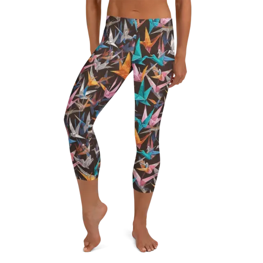 Origami Aviary on a Capri Leggings