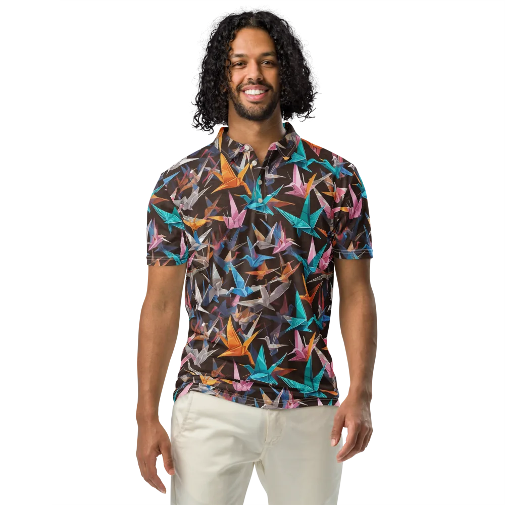 Origami Aviary on Men's Slim Fit Polo Shirt — Front