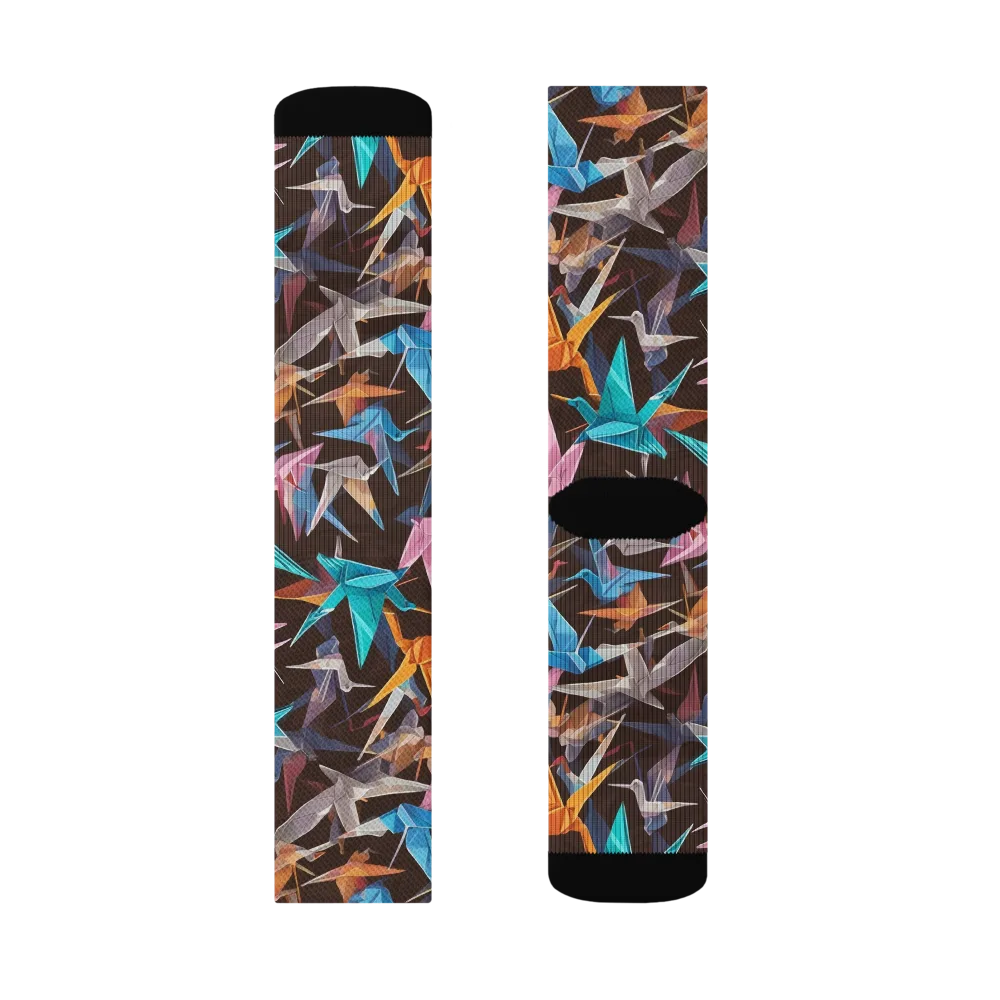 Origami Aviary on Socks — Left Sock