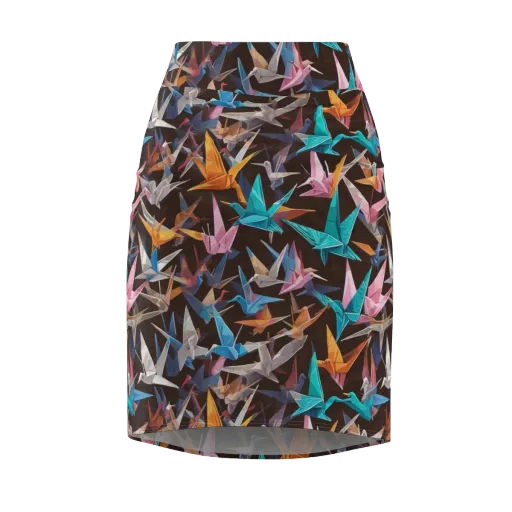 Origami Aviary on a Pencil Skirt