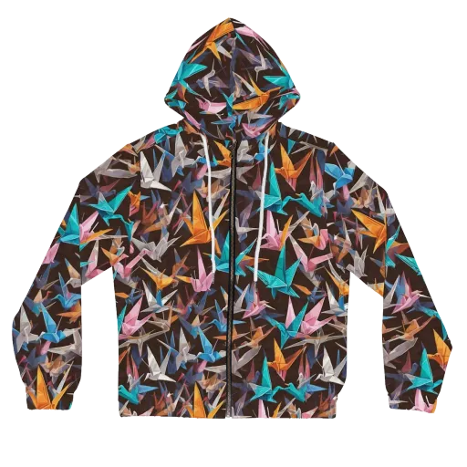 Origami Aviary on a Women's Full-Zip Hoodie