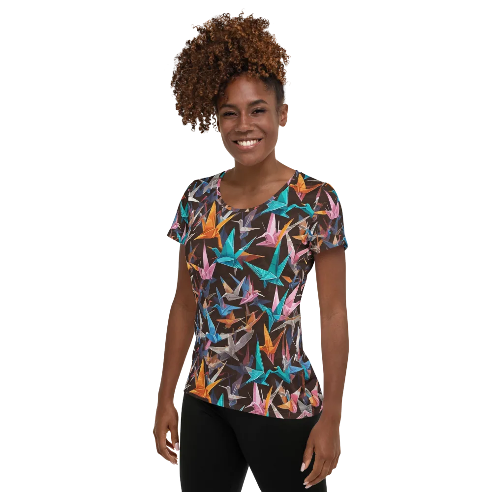 Origami Aviary on Women's Athletic T-Shirt — Left