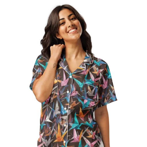 Origami Aviary on a Women's Short Sleeve Pajama Top