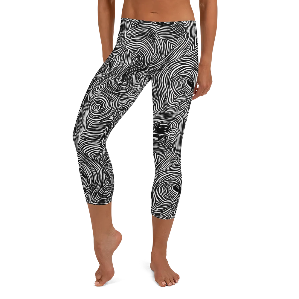 Ink Vortex on Capri Leggings — Front