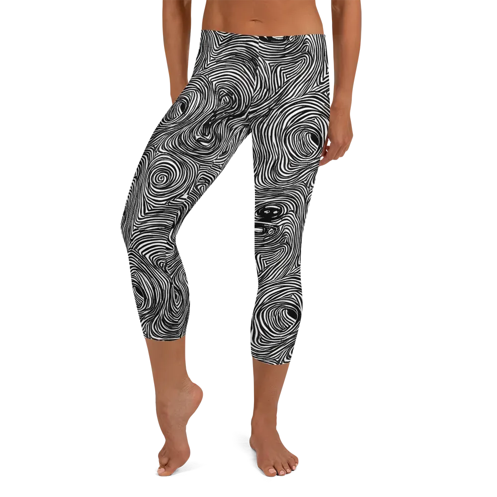 Ink Vortex on Capri Leggings — Front