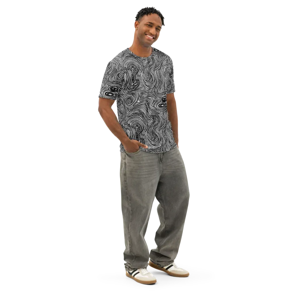 Ink Vortex on Men's Cotton Crew Neck T-Shirt — Right Front