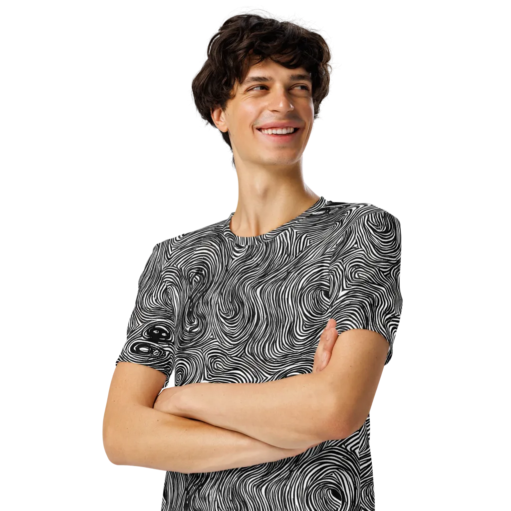 Ink Vortex on Men's Crew Neck T-Shirt — Left Front