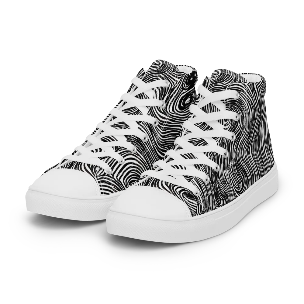 Ink Vortex on Women's High Top Canvas Shoes — Left Front