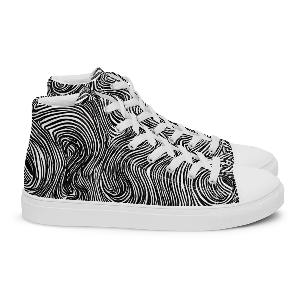Ink Vortex on Women's High Top Canvas Shoes — Right