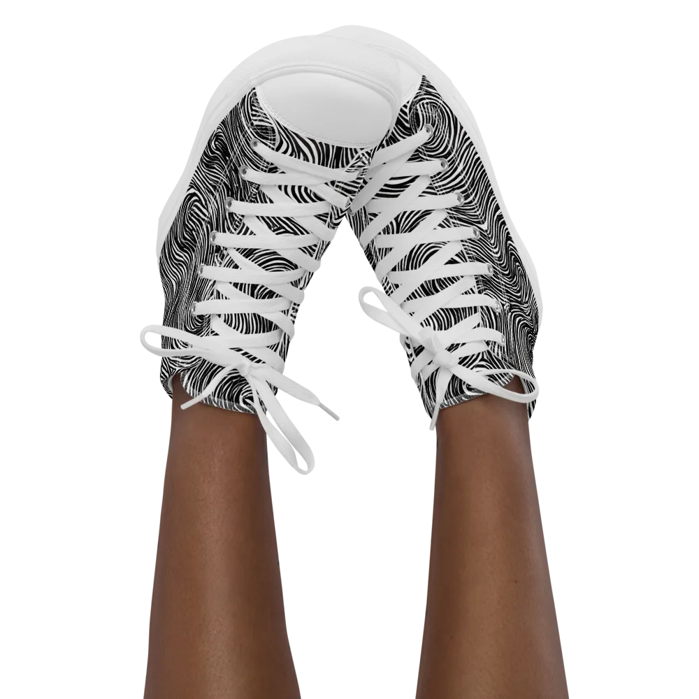 Ink Vortex on Women's High Top Canvas Shoes — Front