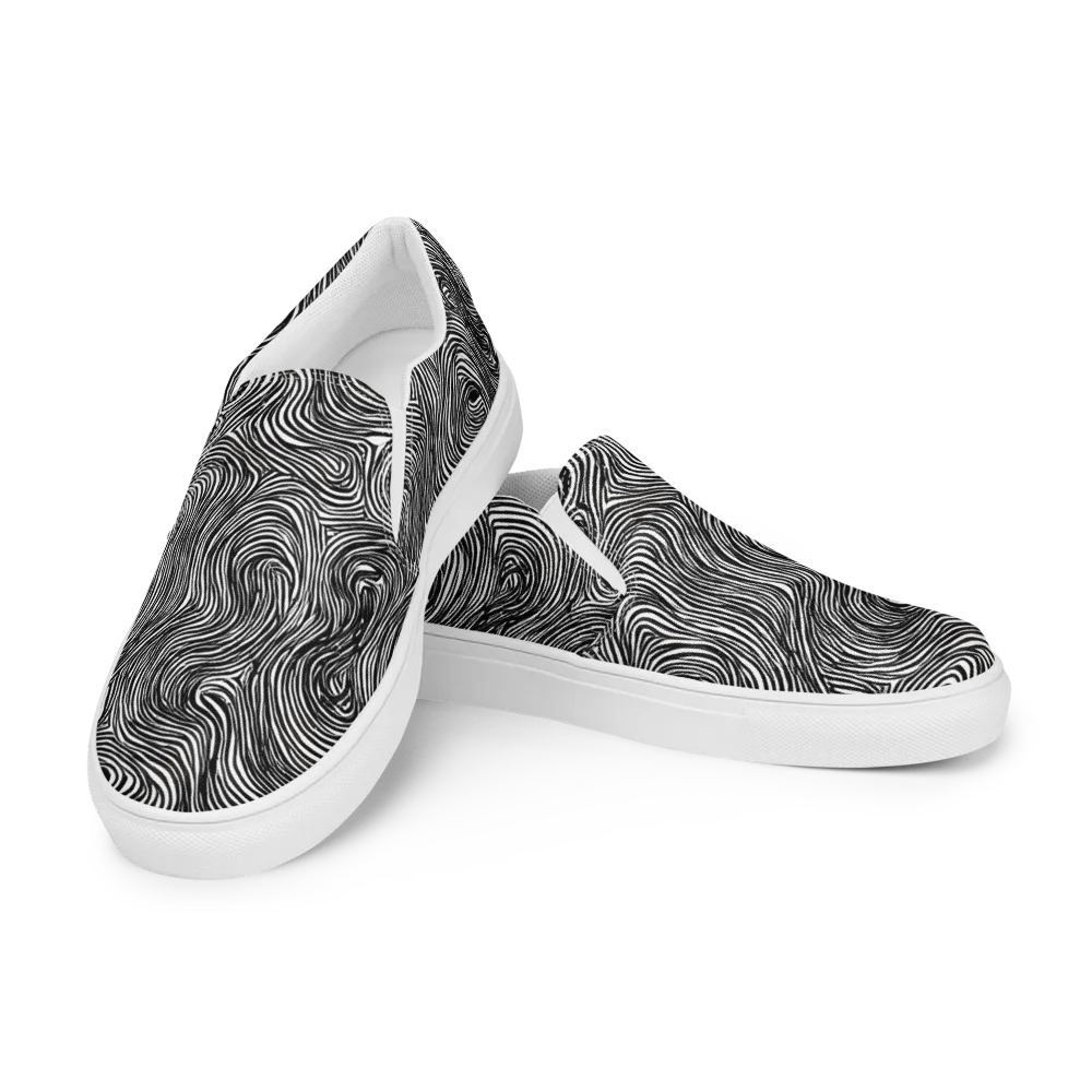 Ink Vortex on Men's Slip-On Canvas Shoes — Left Front